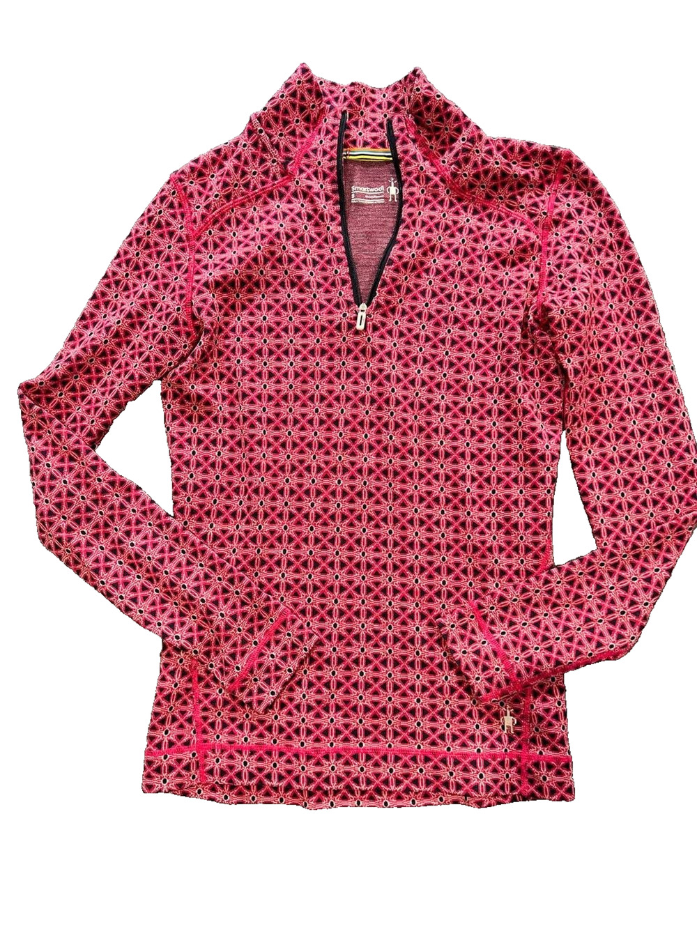 Smartwool Merino Wool Base Layer S Geometric PULLOVER 1/4 Zip Outdoors A011252
